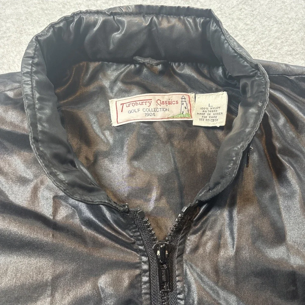 Turnburry Classics Golf 100% Nylon Black Zip Up Jacket Windbreaker Bomber Mens L